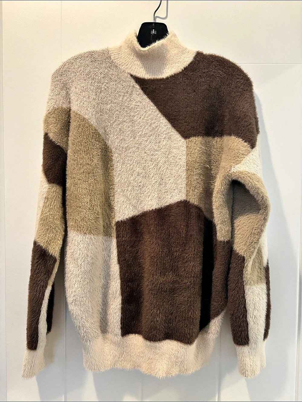 Color Block Sweater in Brown & Cream Like New